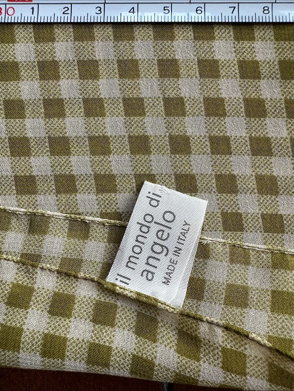 il mondo di angelo Scarf— Olive Check Pattern